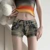 High Street Y2k Skinny Denim Shorts Women Low-Rise Trousers Sexy Vintage Hotsweet Female Aesthetic Fashion Design Pants Summer