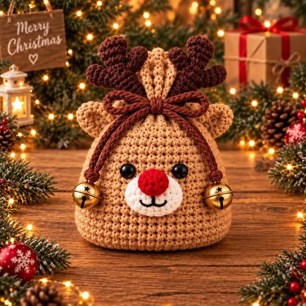 Christmas Crochet Character Gift Pouch Christmas Crochet Gift Bag