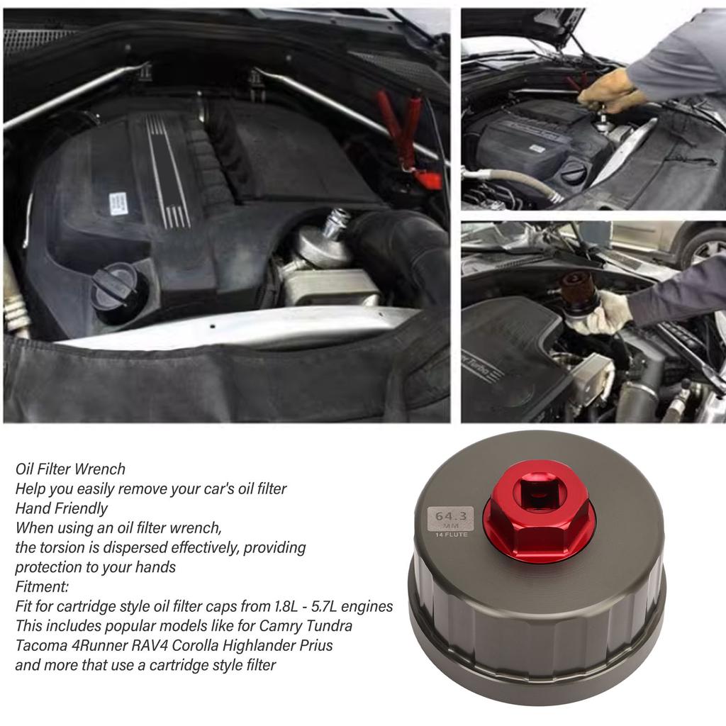 Ключ для масляного фильтра 64,3 мм, 14 канавок, инструмент для крышки фильтра для Toyota Camry Tacoma 4Runner RAV4, аксессуары