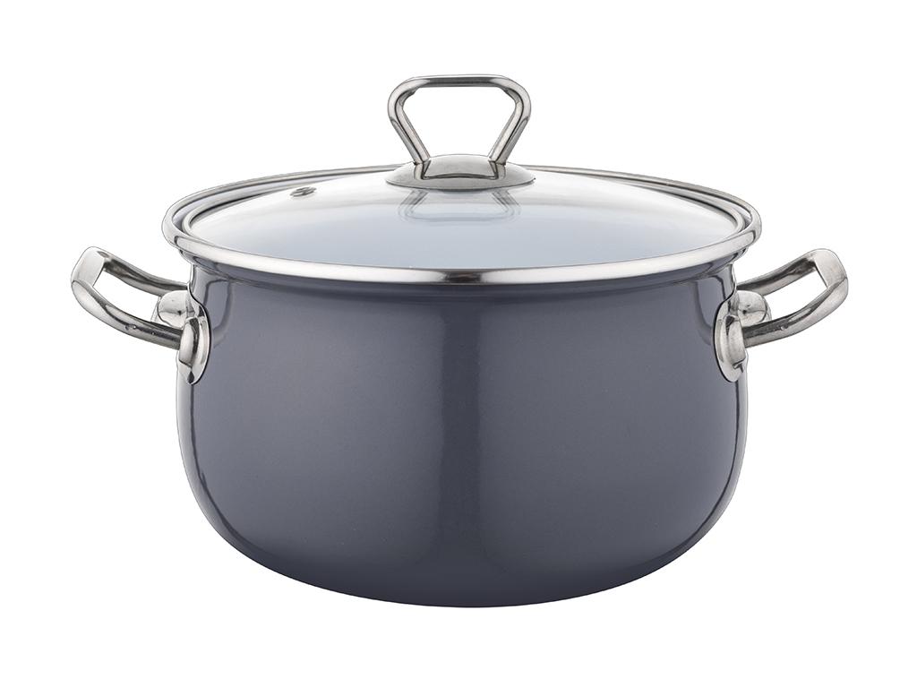 Garnek Emaliowany Bliss 20Cm 3,8L Z/P Ciemny Szary