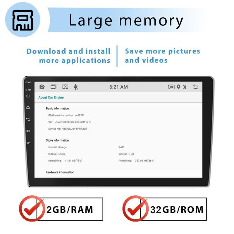 Android 11.0 2 Din 10,1 дюйма HD 1080P Автомобильное стерео радио 1 + 16G/2 + 32G Автомобильный MP5-плеер WIFI GPS Bluetooth FM-радио Зеркальная связь AHD вид сзади