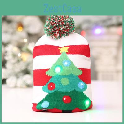 Разноцветные светодиодные вязаные рождественские шапки для взрослых и детей. Идеальный праздничный декор