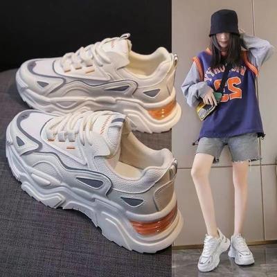 Сетчатые кроссовки-папы женские 2025 новая осень ins трендовые универсальные повседневные туфли на платформе, увеличивающие рост, спортивная обувь детская