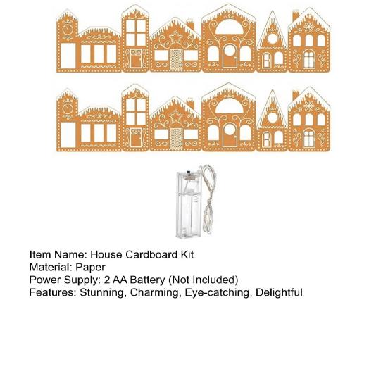 DIY Foldable Christmas Gingerbread House Cardboard Kit with LED Light Make A Gingerbread House Craft Kit for Home Cabinet Christmas Party Decoration