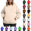 Women's Fashionable Casual Large-sized Long-sleeved Hooded Solid-color Sweatshirt