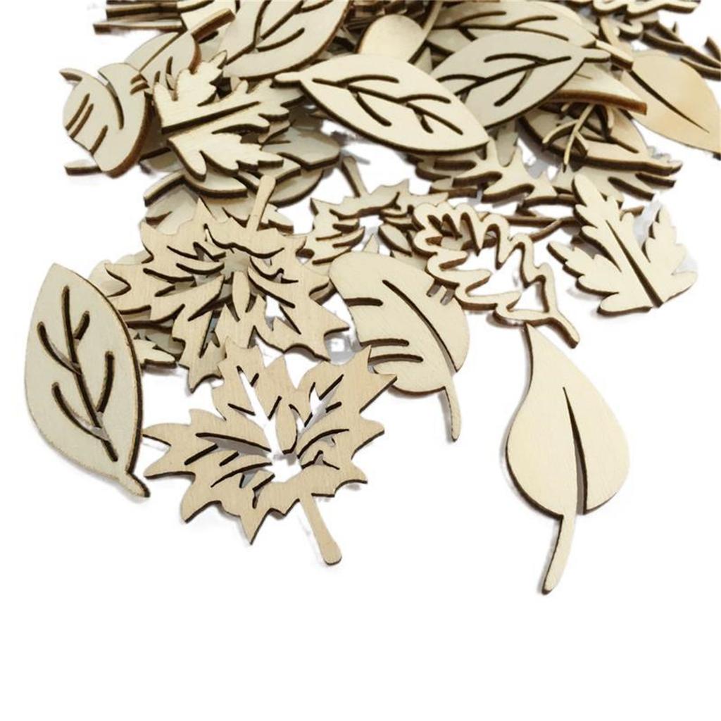 50 шт. незаконченных пустых деревянных бирок-подвесок в виде листьев, антикварные деревянные вырезы, подвесные украшения, полые деревянные ломтики для самостоятельного изготовления поделок