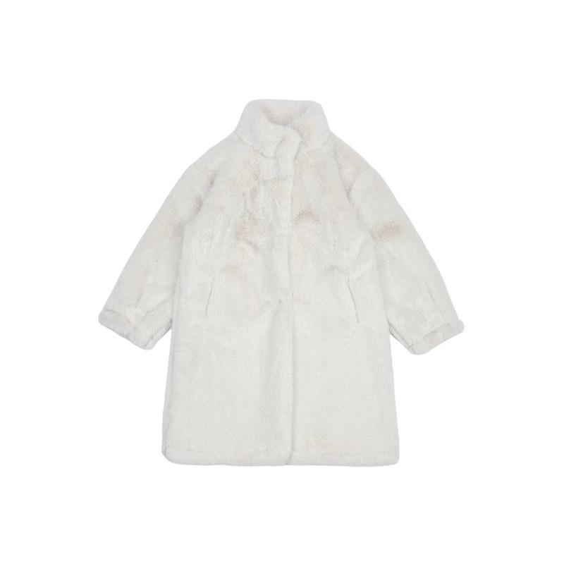 2024 Новая зимняя одежда для девочек Утолщенная искусственная норковая шуба Копия меха пальто шерстяная куртка