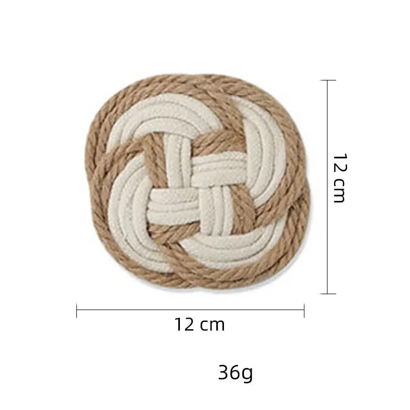 Круглый ручной работы плетеный хлопчатобумажный джутовый коврик для стола хлопковая тесьма подставка под кружку изоляционная подставка для столовых приборов кухонный домашний декор для стола коврики