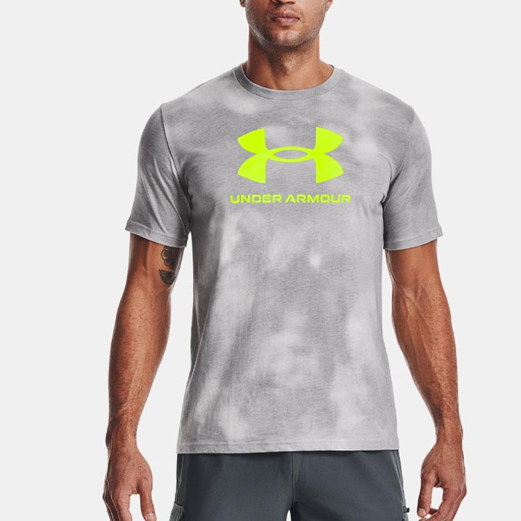 Under Armour Футболка с круглым вырезом и принтом тай-дай, мужская, серая 1365264-014