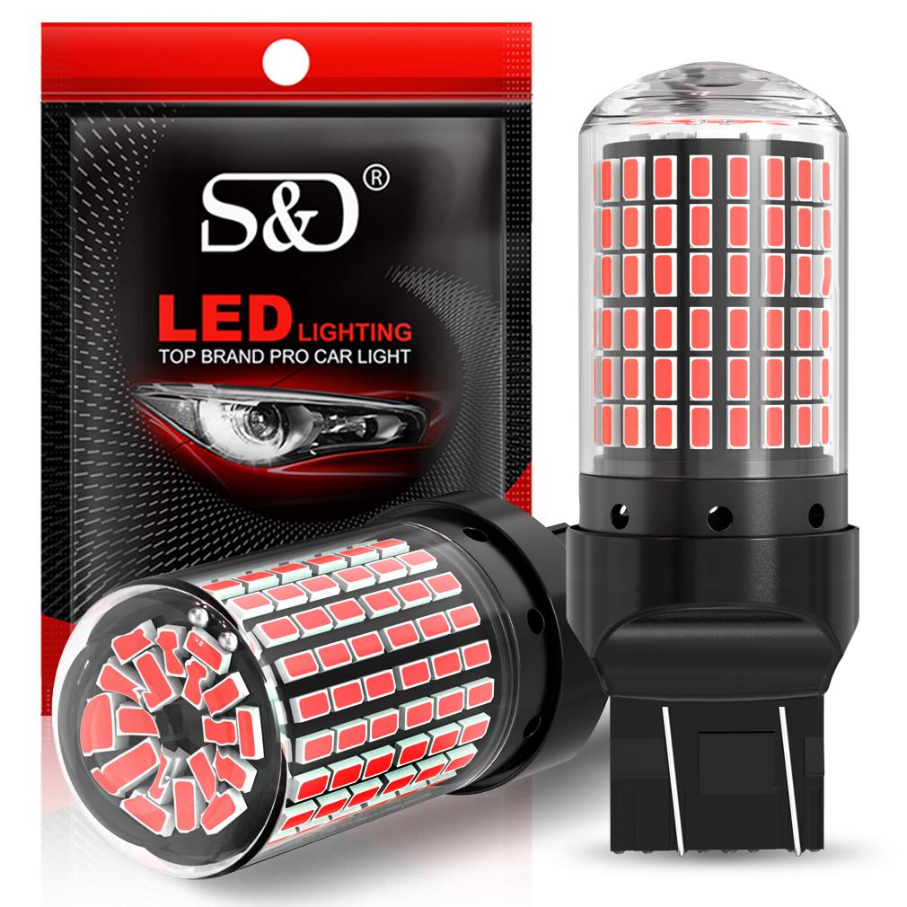 2 шт. Мощные автомобильные светодиодные лампы 1156 BA15S P21W BAU15S PY21W 1157 P21/5W T20 7440 W21W Canbus 144SMD Лампа указателя поворота Стоп-сигнал Задний фонарь Задний ход 12В