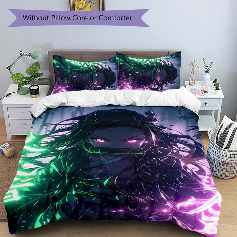 3pcs nezouko6 Design Cover Set - HD Printed Bedding with 1 Cover and 2 Pillowcases - Perfect for Home and Dorm Decor