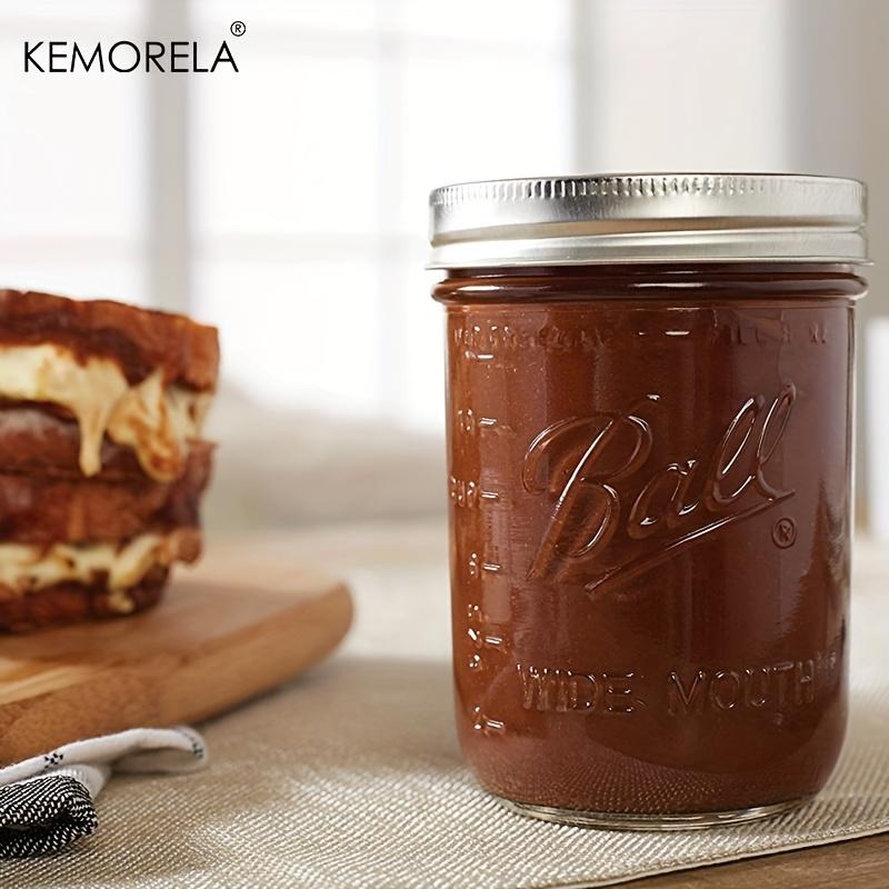 KEMORELA 2/4 шт. Стеклянные банки Мейсона с широким горлышком и крышками - 470 мл для консервирования, маринования, сока, джема, желе - Многоразовые, можно мыть в посудомоечной машине
