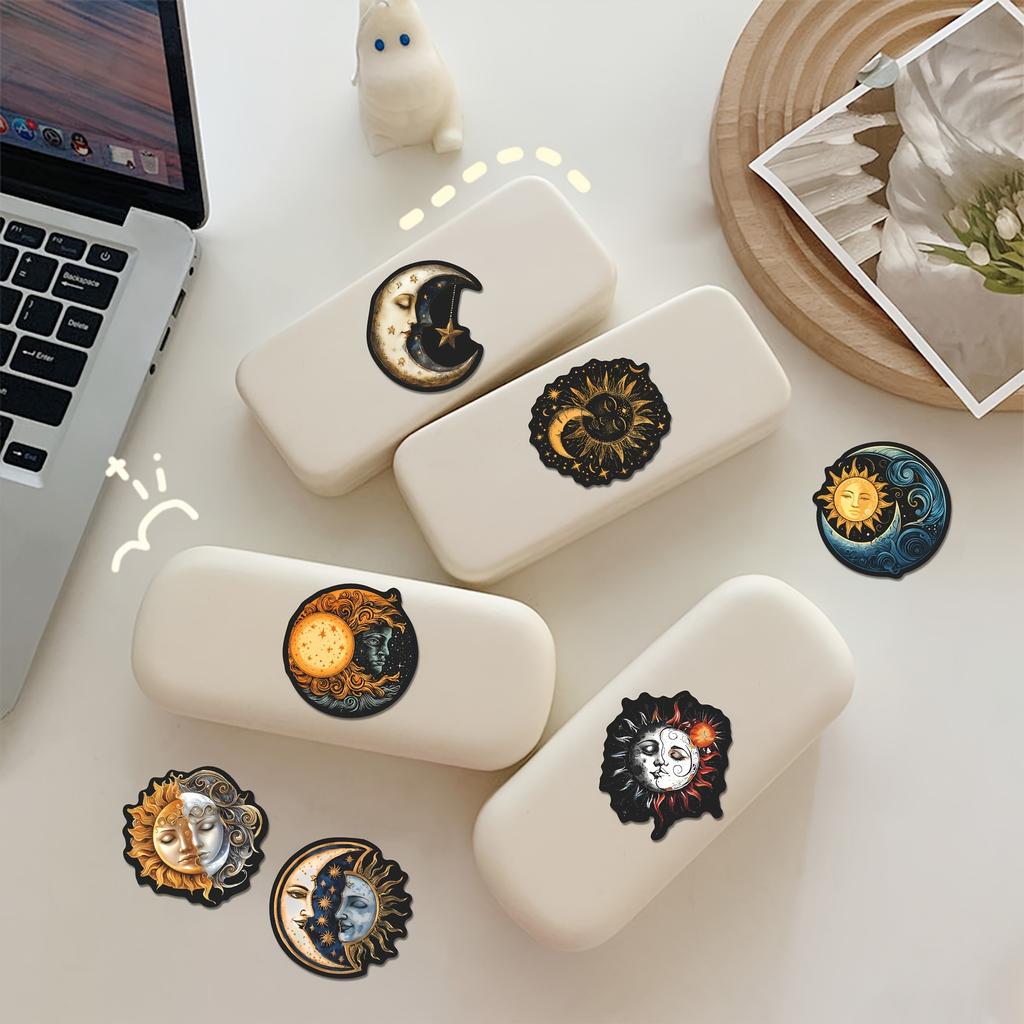 54pcs Sun&Moon Cosmic Mystic Style Stickers Pack-Vibrant VinylDecals with Celestial Element,Artistic Graphics|Mystic Style Lover