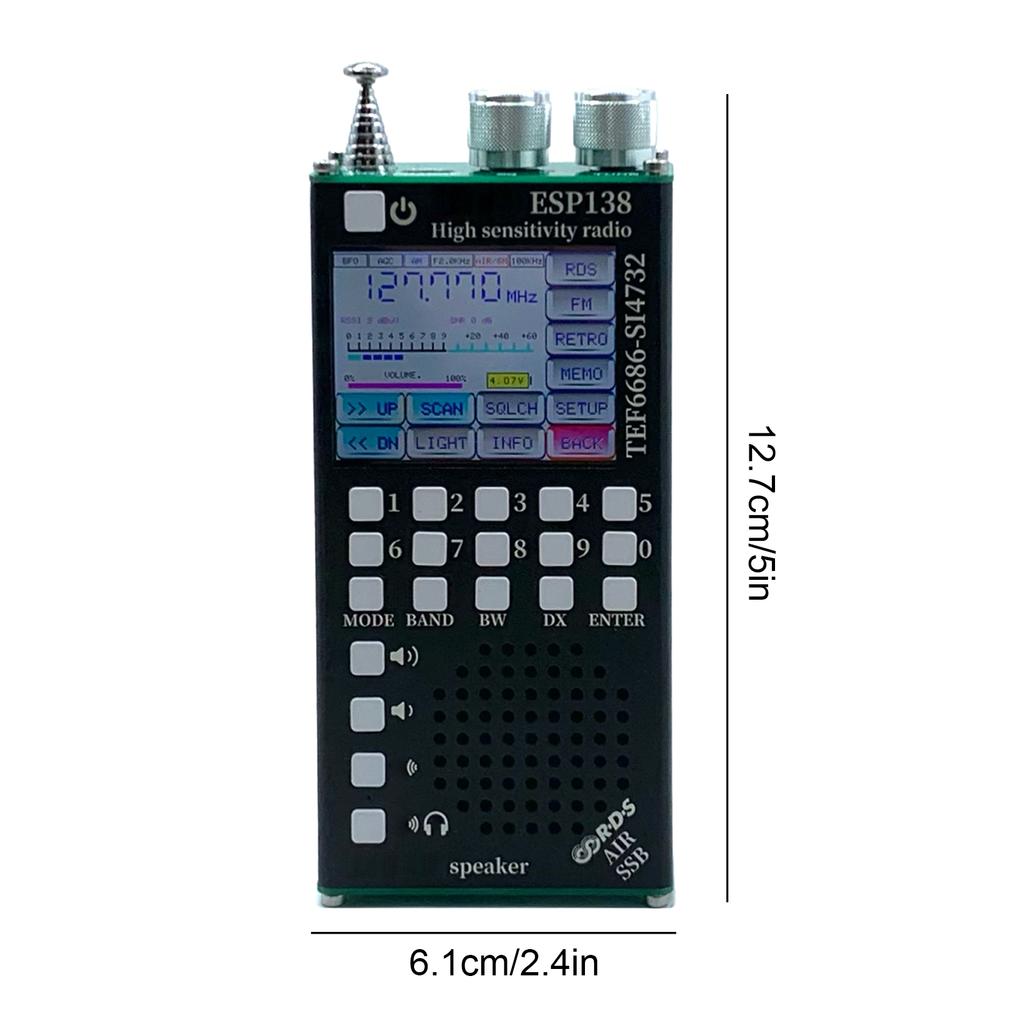 Двухрежимный радиоприемник высокой чувствительности ESP138 ESP32 SI4732, портативный, с зарядкой Type-C, для совместимых с Bluetooth колонок