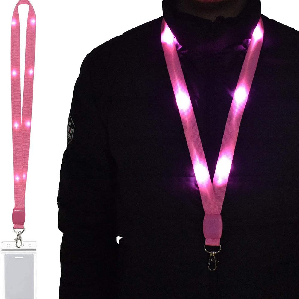 LED Light Up Neck Strap Flashing Lanyards Card Holder ID Badge Case Cruise Lanyards Keychain