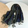 Retro Spring and Summer Thin 55% Linen Scarf Women Linen Scarf Striped Long Scarf for Women and Men