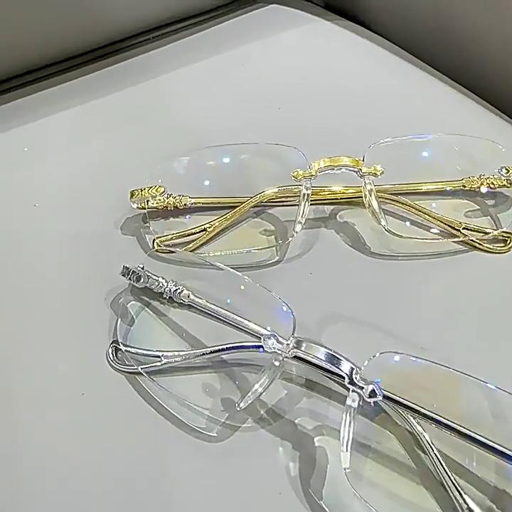 Роскошные брендовые очки для чтения без оправы с защитой от синего света для женщин и мужчин, квадратные очки с дальнозоркостью высокой четкости, диоптрии от +1,0 до +4,0