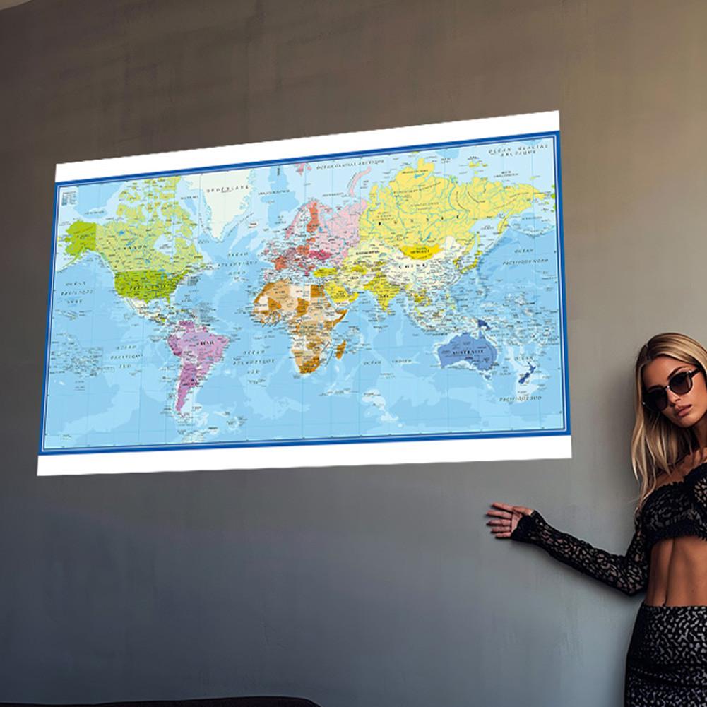 Французская карта - политическое распространение - карты городов, карта мира, образовательный плакат для домашнего офиса, учебные принадлежности для путешествий