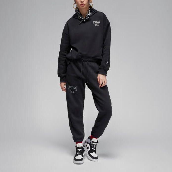 Jordan Embroidered Logo Fleece Sweatshirt Women Tops Black FN5438-010