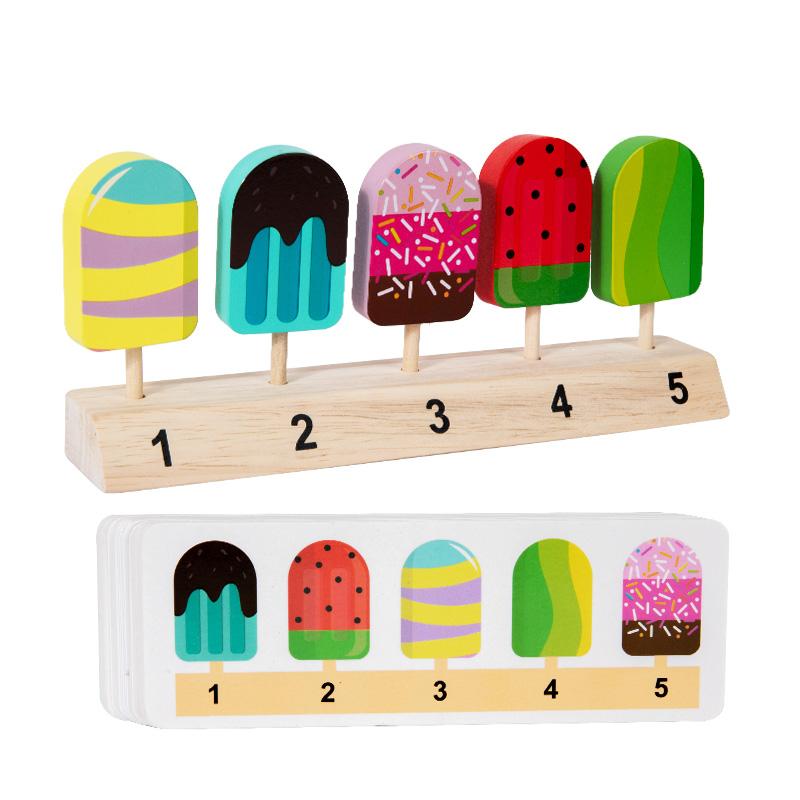 DIY Simulation Wooden Pretend Play Game Ice cream lollipop Color Cognition Matching Early Education Toys For Children Kids