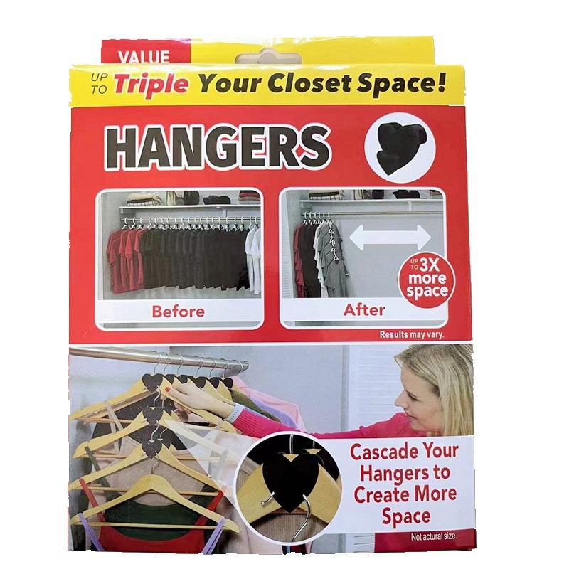 12/24 шт. Соединительные крючки для вешалок для одежды, Сверхпрочные пластиковые каскадные крючки для одежды для экономии места, Органайзер для шкафа, Вешалки