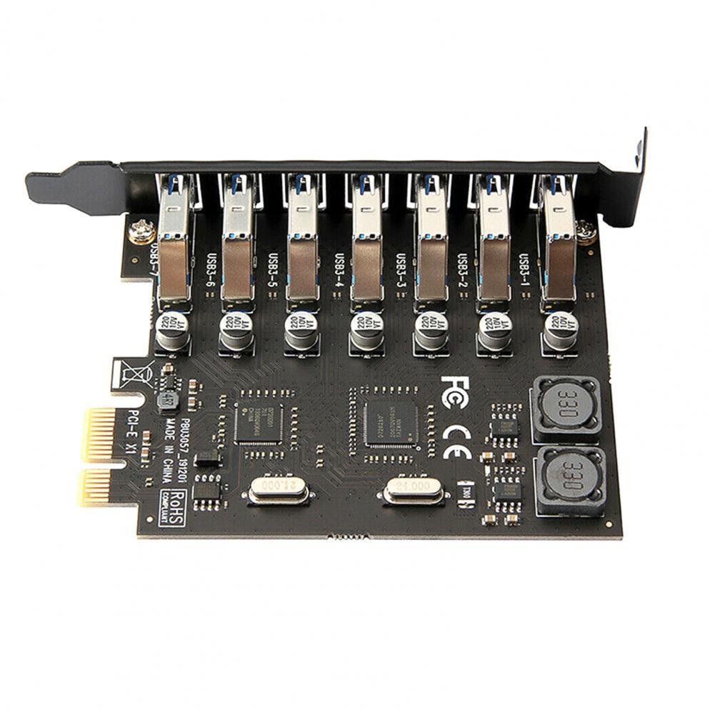 7-Port PCI-E to USB 3.0 Adapter Card for Desktop - No External Power Required, NEC Chip