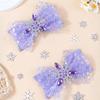 2Pcs Ice and Snow Double Sequin Pearl Bow Hair Accessories Snowflake Mesh Blue Decorative Hair Accessories Headgear