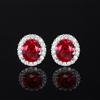 Fashion Zirconia Stud Earrings - Multi-Color Crystal Rhinestone Oval Creative Stud Earrings Ruby Stud Earrings Vintage Inspired Gemstone Jewelry