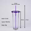 700ml Straw Cup, Simple Summer Juice Beverage Cup, Household Transparent Double-layer Plastic Cup
