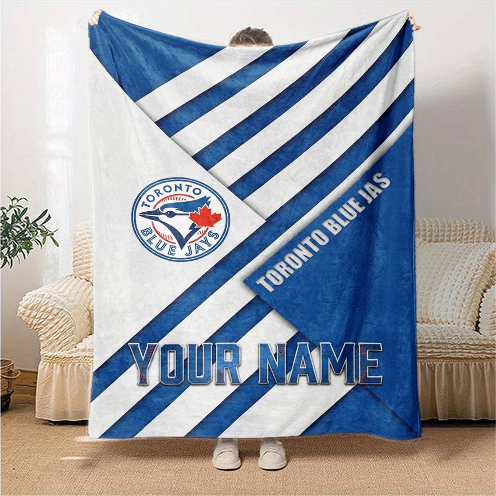 Name Custom Toronto Blue Jays Print Flannel Blanket High Quality Warm Comfortable Cover for All Seasons Perfect for Gifts Home Decor
