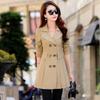 Весенне-осенняя корейская версия двубортного женского тренча средней длины с тонкой талией, пальто больших размеров