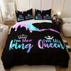 3-Piece Crown Letter Duvet Cover Set With 1 Duvet Cover And 2 Pillowcases Soft Breathable Hd Printing Bedding For Home And Dorm