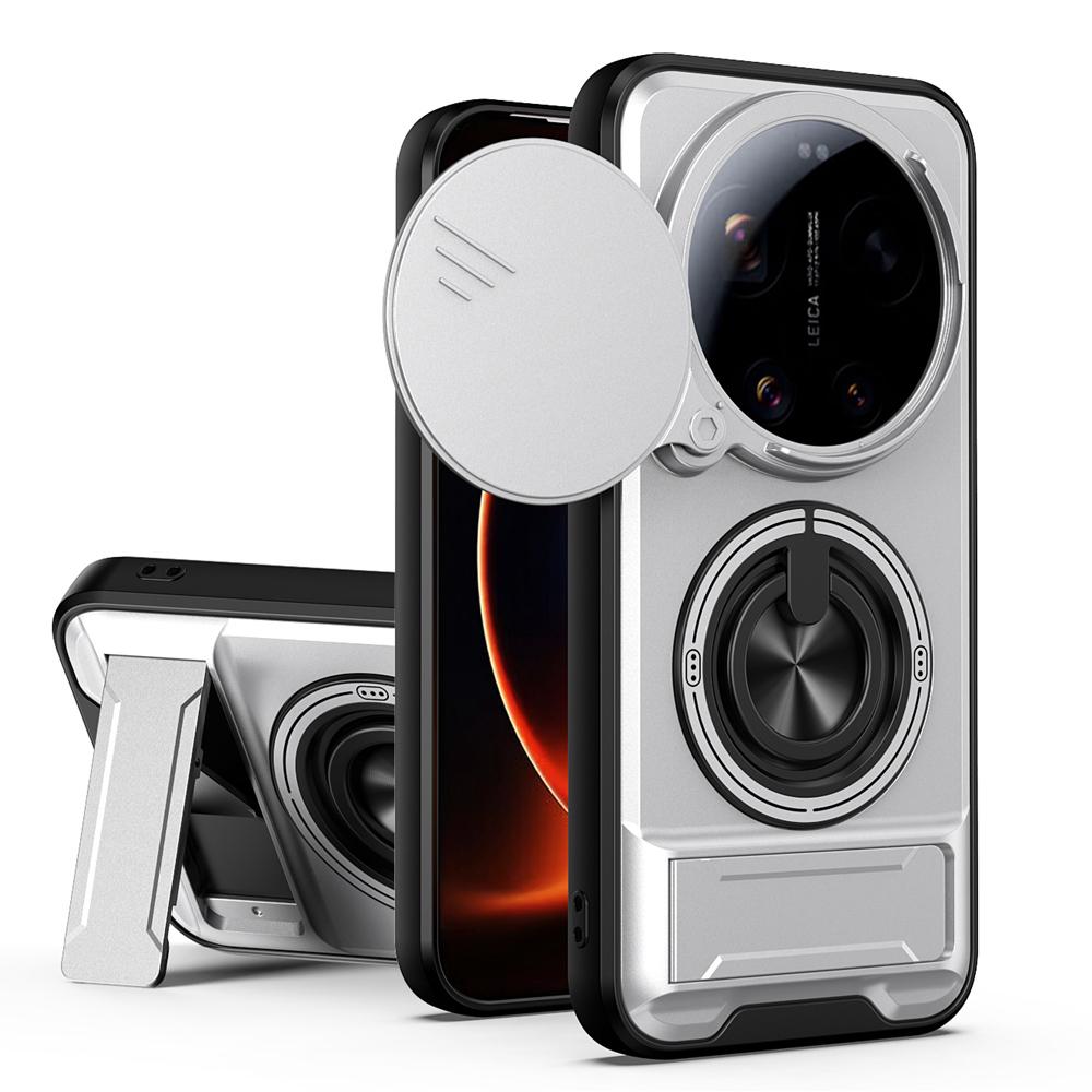 KEYSION Магнитный Чехол для Телефона для Xiaomi 17 Ultra 5G Защита Сдвижной Камеры Вертикальная Подставка 360 Кольцо Ударопрочная Задняя Крышка