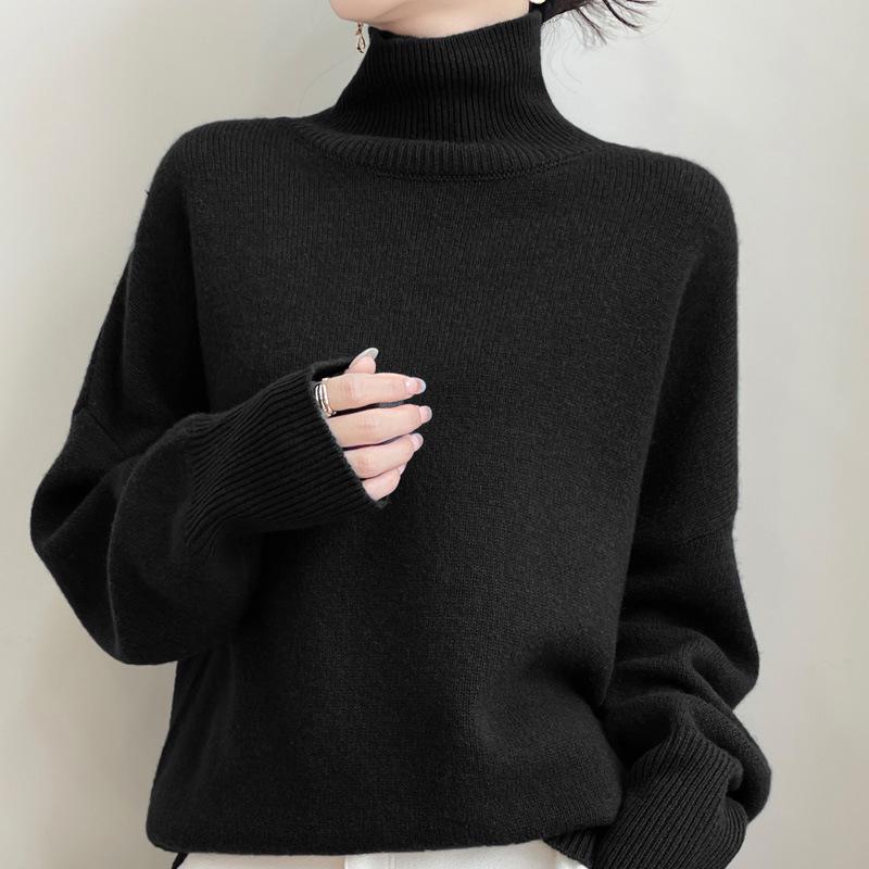 Autumn/Winter Loose High Neck Pure Wool Pullover Sweater