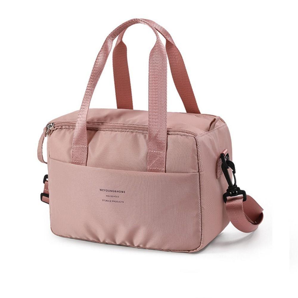 Solid Color Portable Lunch Bag Oxford Cloth Waterproof Aluminum Foil Lunch Bag Large Capacity with Handle Food Shoulder Bags