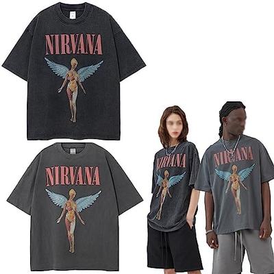Футболка Nirvana, Рок, Американская музыка, Ретро, Nirvana, Спортивный принт, Однотонная, Свободный крой, Дышащая, Модная, Nirvana Red, Унисекс (А,Л)