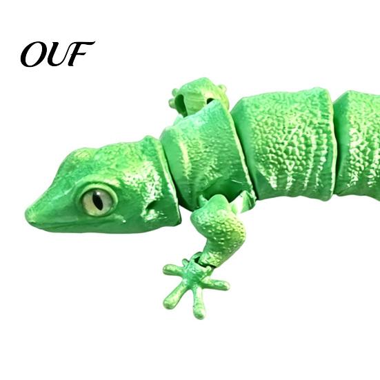 Lifelike Gecko Ornament 3D Printed Leopard Figurine, Realistic Articulated Chameleon Fidget Toy, Plastic Lizard Model Flexible Jointed Model,