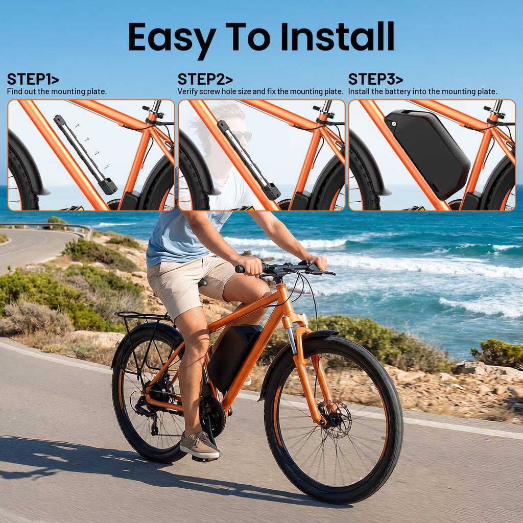 EU Warehouse Stock 48V 25AH 13s5p 5000MAH Replacement Lithium Ebike Battery AKKU Fit for 0-1800w Electric Mountain Bike