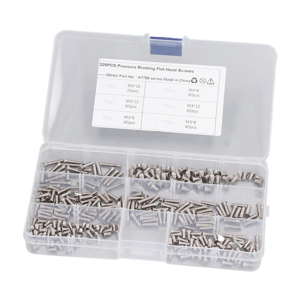 325 шт. Винты для точечной сварки 6 типов M3 M4 Нержавеющая сталь Сварочной шпильки Машинные винты с плоской головкой