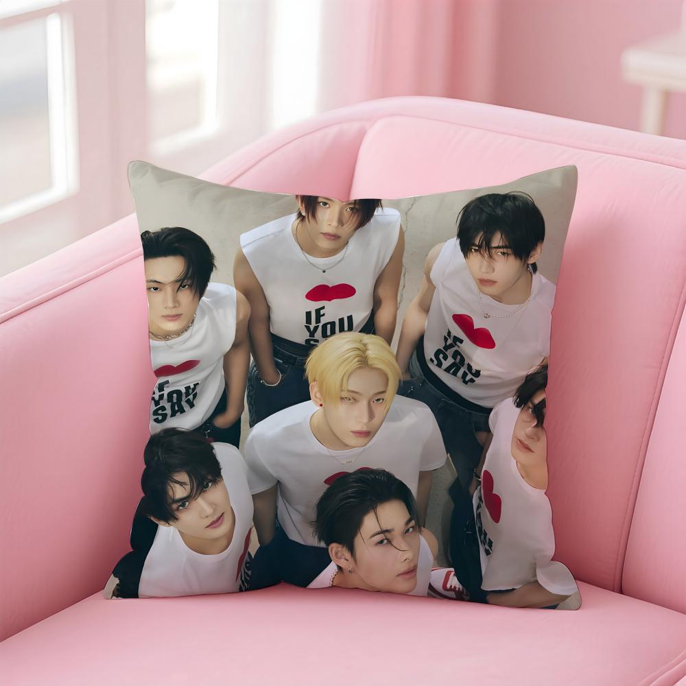 EENHYPEN Cushion Cover Pillowcase Short Plush Invisible zipper Room Sofa Cushion Cover