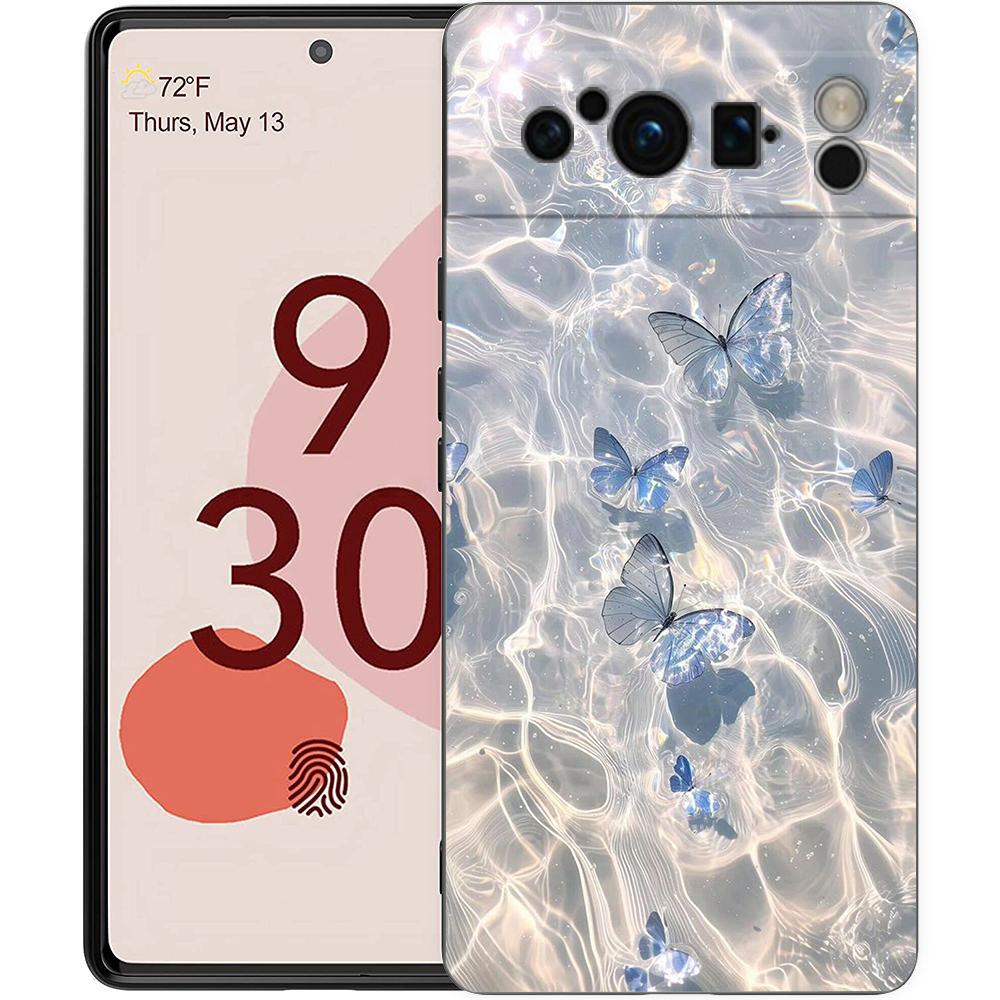 Blue Butterfly Ocean Waves For Google Pixel 8 Pro Phone Case Pixel 9 Pro XL TPU Case Pixel 8 Pro 8A 7A 7 6A 6 Pro Soft Cover
