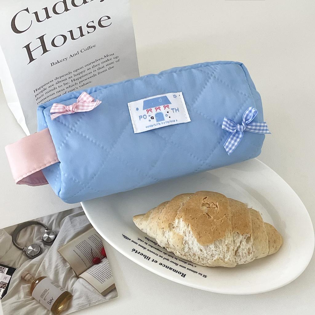 Корейский INS милый макаронный цветной бант мягкий пузырьковый пенал кавайный чехол для канцелярских принадлежностей для девочек школьные принадлежности милый портативный мешок для хранения