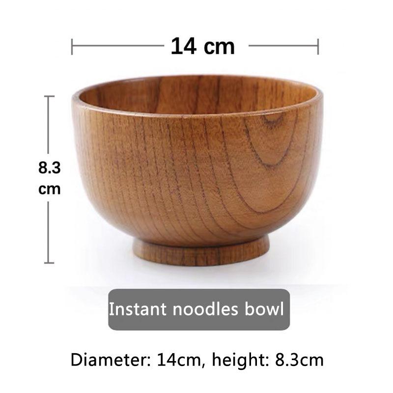 180-800ml Japanese Style Wooden Bowl Salad Soup Rice Bowl Natural Tableware Food Utensil Kitchen Ramen Noodles Dinner Tableware