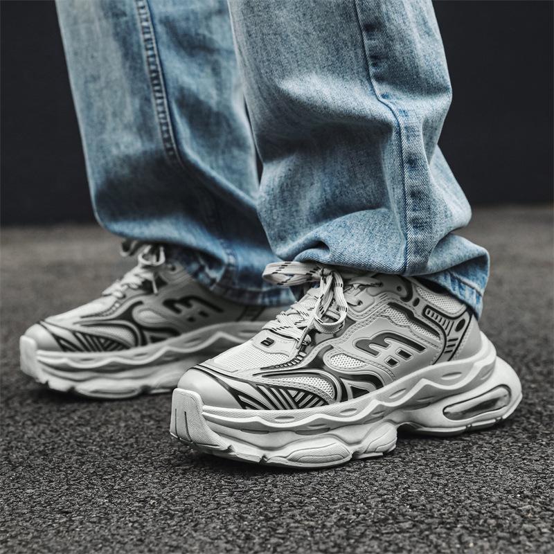 Летняя мужская обувь, новые дышащие сетчатые спортивные туфли, мужская трендовая универсальная повседневная обувь для бега на платформе, модная обувь для пап