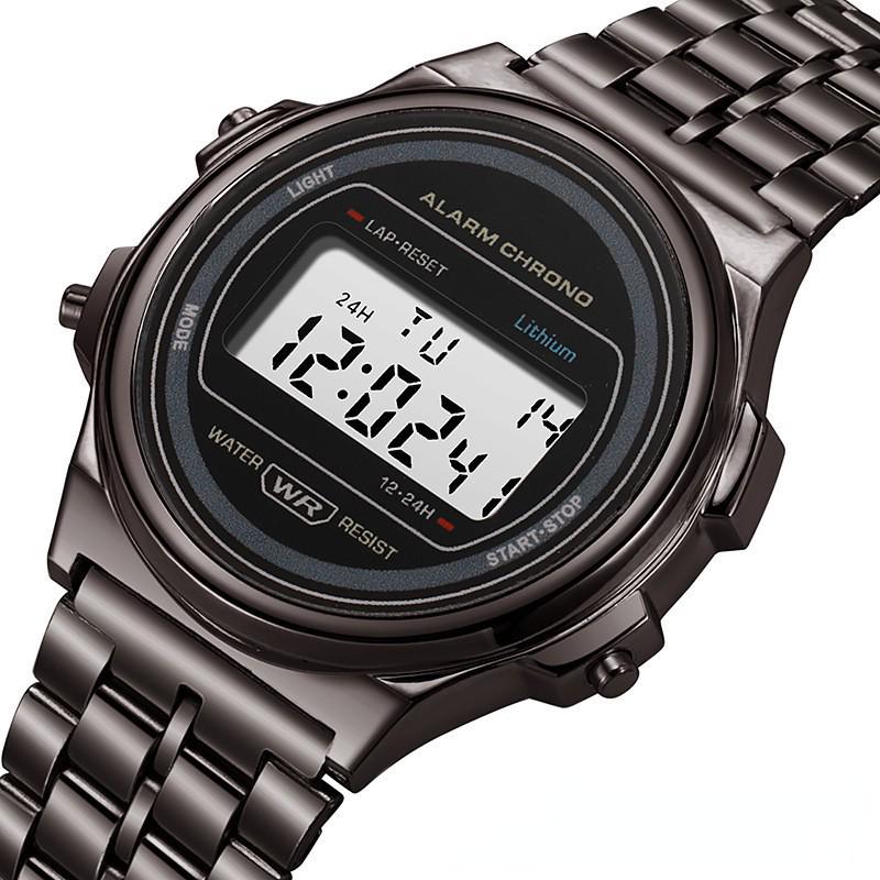 Унисекс Светодиодные Цифровые Часы WR F91W Стальной Браслет A159 Стиль Харадзюку - Многофункциональные Модные Часы