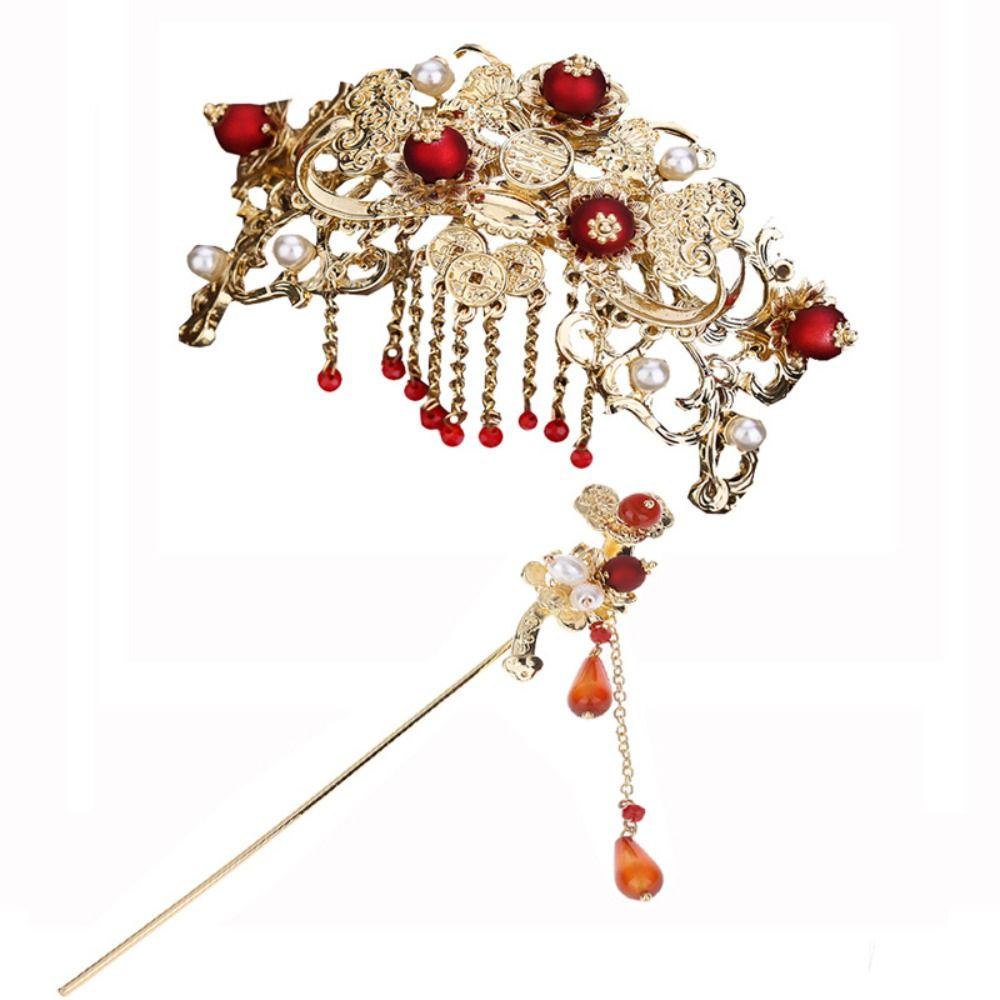 Tassel Ancient Hair Stick Sets Chinese Style Earrings Hairpin Set Bridal Headwear  Jewelry