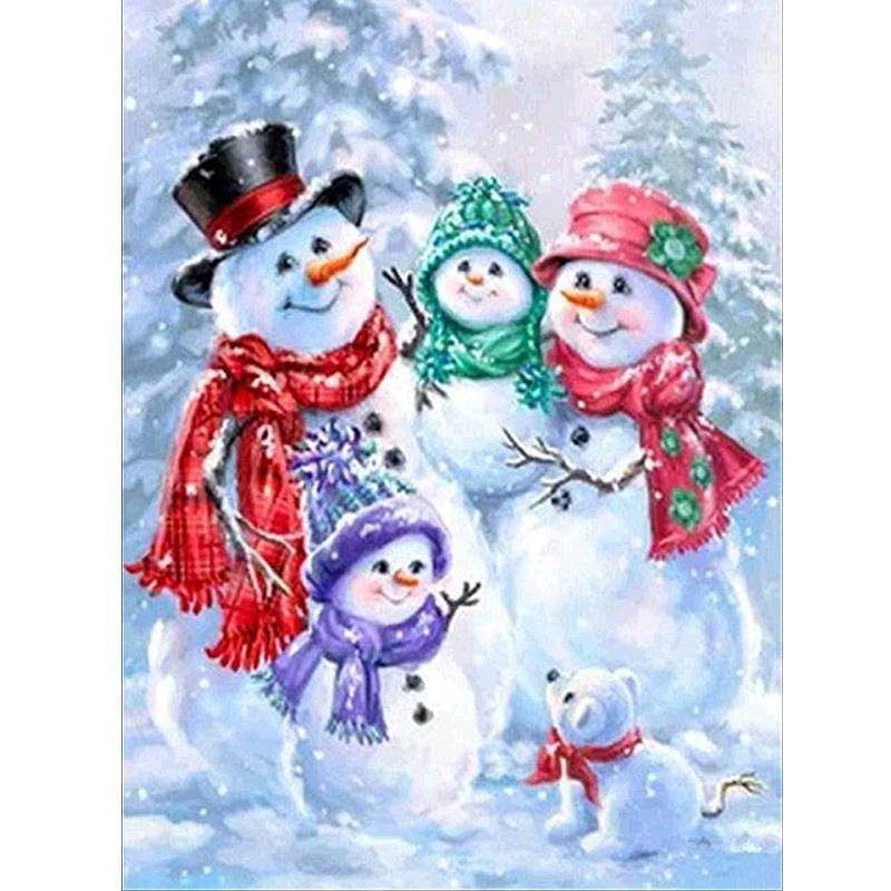5D алмазная картина пейзаж снеговик полный круглый дрель стразы алмазная вышивка крестиком наборы настенное искусство домашний декор подарок