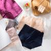 Mid-High Waist Lace Seamless Cotton Panties with Antibacterial Crotch and Hollow Out Design