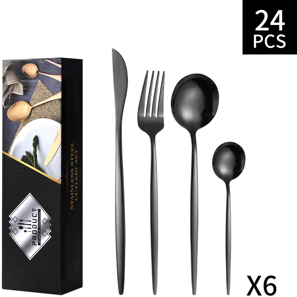 Набор столовых приборов Посуда из нержавеющей стали Набор из 24 ножей Вилки и ложки
