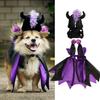 Pet Halloween Witch Costume Dog Wizard Cape Devil Horns Hat Set Pet Witch Cosplay Outfit for Cats Puppies